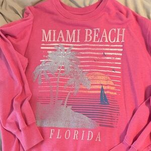 Hollister Pink Miami Beach Florida Cowl Sweatshirt